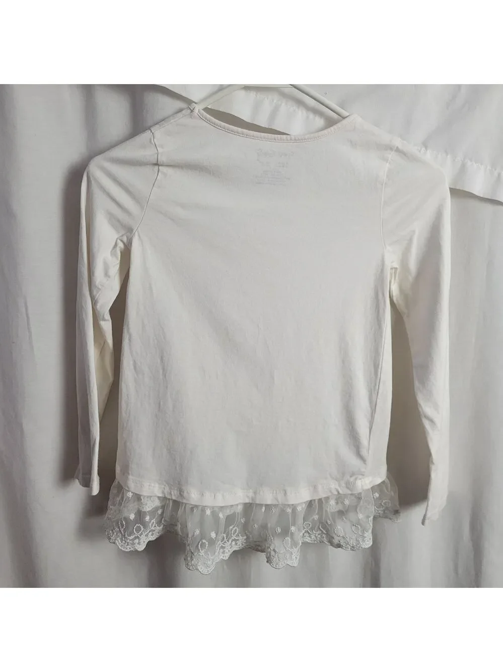 Cynthia Rowley Top Girls' White Winter M 7/8 Snowman cats frilly lace glitter